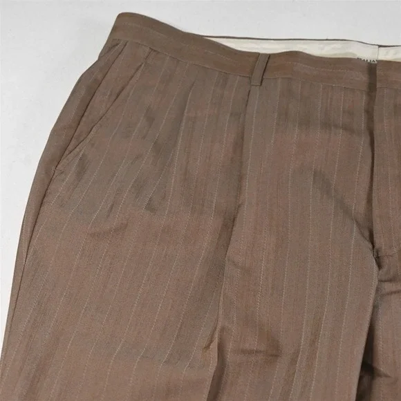 Pallini 52L 44x28 Brown Striped Boxy Baggy Mens Jacket Pants Suit